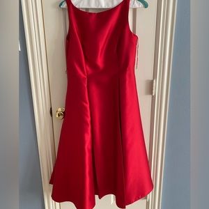 Red Satin Tea Length Dress